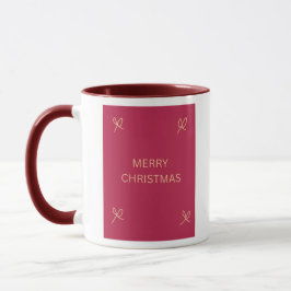 Pink and Cream Illustrated Bow Merry Christmas Mug Mok