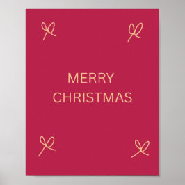 Pink and Cream Illustrated Bow Merry Christmas Poster