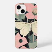 Pink and Cream - Luna Moth and Moonflowers   iPhone Hoesje (Achterkant)