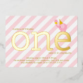 Pink and Faux Gold Foil Elephant Birthday Party in Folie Uitnodiging (Voorkant)