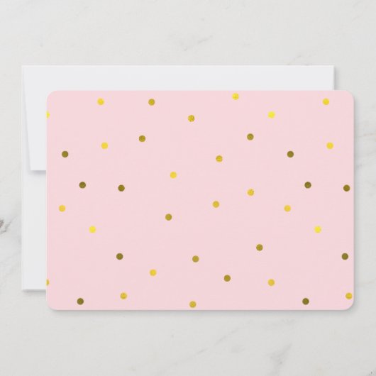 Pink and Faux Gold Foil Elephant Birthday Party Kaart (Achterkant)