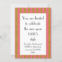Pink and Gold 1920s Gatsby New Year Party Kaart