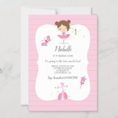 Pink and Gold 1st Birthday Ballerina Party Magnetische Uitnodiging (Voorkant)