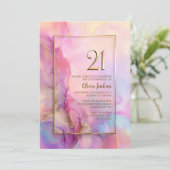 Pink and Gold 21st Birthday Party Kaart (Staand voorkant)