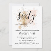 Pink And Gold 60th Birthday Invitations Kaart (Voorkant)