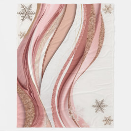 Pink and Gold Abstract Glitter Waves Blanket Fleece Deken