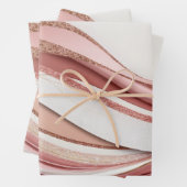 Pink and Gold Abstract Glitter Waves Wrapping Pape Inpakpapier Vel (In situ)