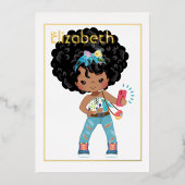 Pink and Gold African American Selfie Birthday Folie Uitnodiging (Voorkant)