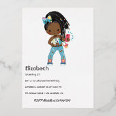 Pink and Gold African American Selfie Birthday Folie Uitnodiging (Achterkant)