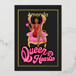 Pink and Gold Afro Birthday Party Folie Uitnodiging