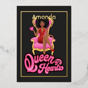 Pink and Gold Afro Birthday Party Folie Uitnodiging