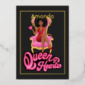 Pink and Gold Afro Birthday Party Folie Uitnodiging (Voorkant)