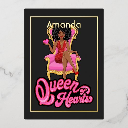 Pink and Gold Afro Birthday Party Folie Uitnodiging (Voorkant)