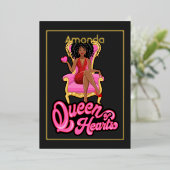 Pink and Gold Afro Birthday Party Folie Uitnodiging (Staand Voorkant)