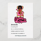 Pink and Gold Afro Birthday Party Folie Uitnodiging (Achterkant)