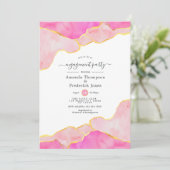Pink and Gold Agate Engagement Party Kaart (Staand voorkant)