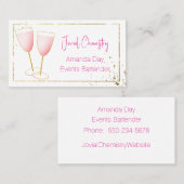 Pink and Gold Bartender-Barmaid Business Card Visitekaartje (Voorkant / Achterkant)