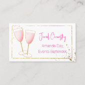 Pink and Gold Bartender-Barmaid Business Card Visitekaartje (Voorkant)