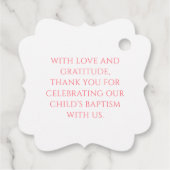 Pink and Gold Bow Baptism Thank You Bedankjes Labels (Achterkant)