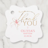 Pink and Gold Bow Baptism Thank You Bedankjes Labels (Voorkant)
