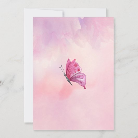 Pink and Gold Butterfly Quinceanera Invitation Kaart (Achterkant)