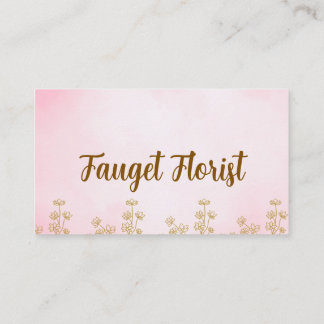 pink and gold cute watercolor floral business card visitekaartje