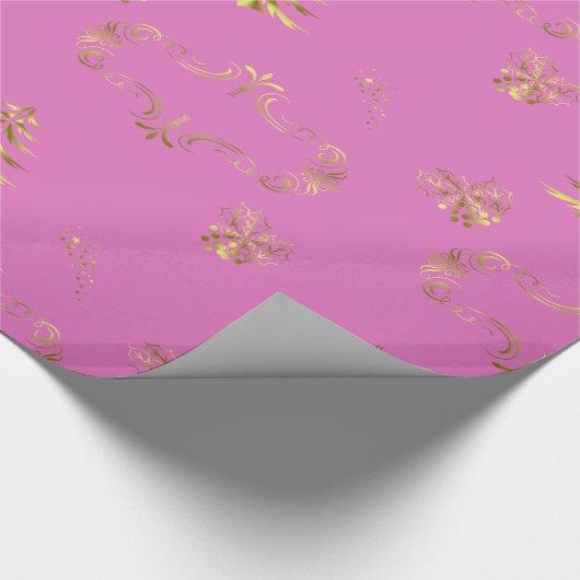 Pink and Gold Elegance Christmas Cadeaupapier (Hoek)