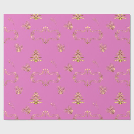 Pink and Gold Elegance Christmas Cadeaupapier (Vlak)