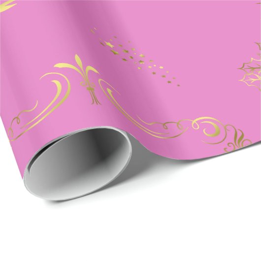 Pink and Gold Elegance Christmas Cadeaupapier (Rol Hoek)