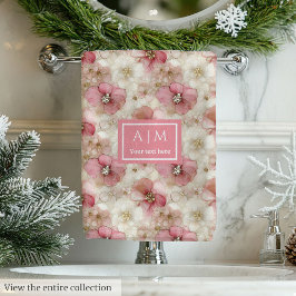 Pink and Gold Floral Bath Towel Modern Chic Gift Bad Handdoek
