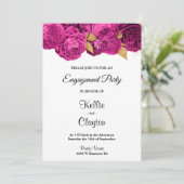Pink and Gold Floral Engagement Party Kaart (Staand voorkant)