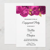 Pink and Gold Floral Engagement Party Kaart (Voorkant / Achterkant)