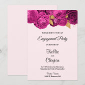 Pink and Gold Floral Engagement Party Kaart (Voorkant / Achterkant)