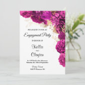 Pink and Gold Floral Engagement Party Kaart (Staand voorkant)