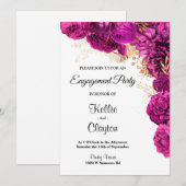 Pink and Gold Floral Engagement Party Kaart (Voorkant / Achterkant)
