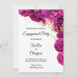 Pink and Gold Floral Engagement Party Kaart
