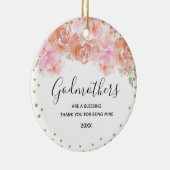 Pink and Gold Floral Godmothers Gold Keramisch Ornament (Rechts)