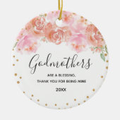 Pink and Gold Floral Godmothers Gold Keramisch Ornament (Voorkant)