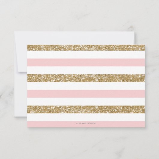 Pink and Gold Floral Princess Baby Girl Birth Aankondiging (Achterkant)