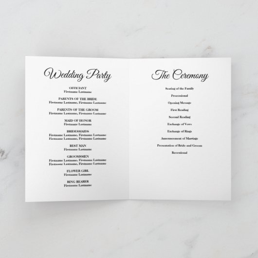 Pink and Gold Floral Wedding Folded Programme Programma (Binnen)