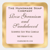 Pink and Gold Foil Candle Label (Voorkant)