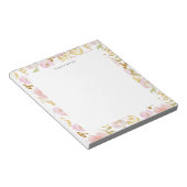 Pink and Gold Foil Floral Pattern, gepersonaliseer Notitieblok (Schuin)