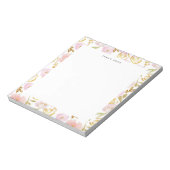 Pink and Gold Foil Floral Pattern, gepersonaliseer Notitieblok (Linkerzijde)