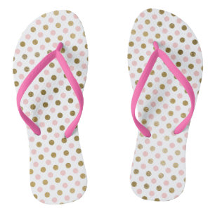 Pink and Gold Foil Polka Dot Pattern Teenslippers