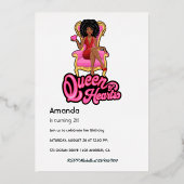 Pink and Gold Girl Birthday Party Folie Uitnodiging (Achterkant)