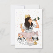 Pink and Gold Girly Birthday Party Kaart (Voorkant)