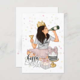 Pink and Gold Girly Birthday Party Kaart