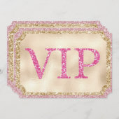Pink and Gold Glitter VIP Event Ticket Kaart (Voorkant / Achterkant)