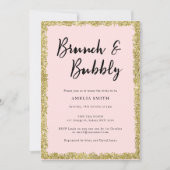 Pink and Gold Glitter Vrijgezellenfeest Party Kaart (Voorkant)