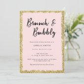 Pink and Gold Glitter Vrijgezellenfeest Party Kaart (Staand voorkant)